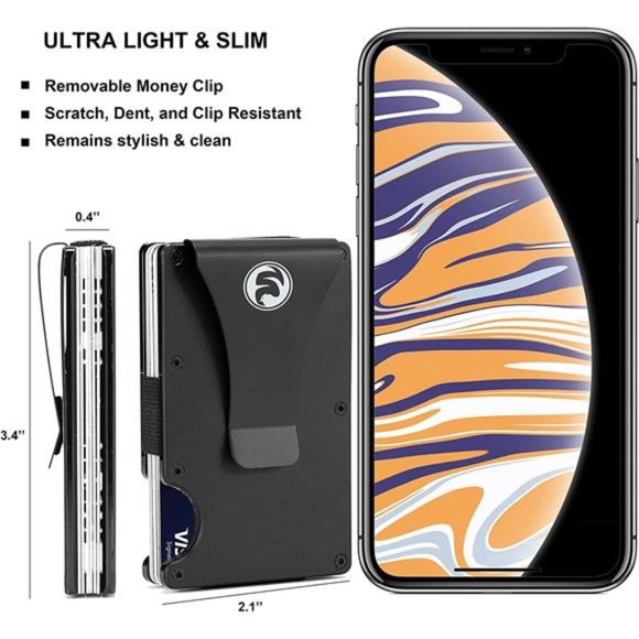 Personalized Minimalist Engraved Aluminum Money Clip, Wallet Men Slim Front - Picture 2 of 5